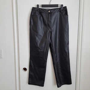 Her Entire Name Says Grace Women Black Bi-Leather Faux & Suede Pants Size Large